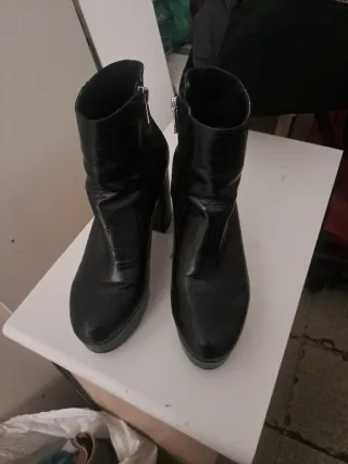 Botines tacón plataforma efecto piel