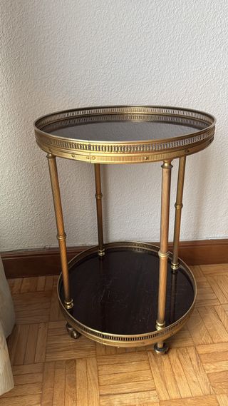 Mesa Auxiliar Vintage Dorada y Negra