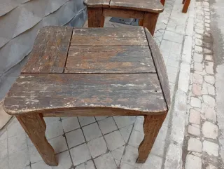 3 Mesas Madera Maciza Terraza