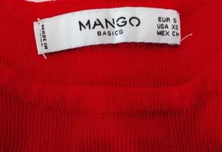 Camiseta Mango Talla S Rayas Rojas y Negras