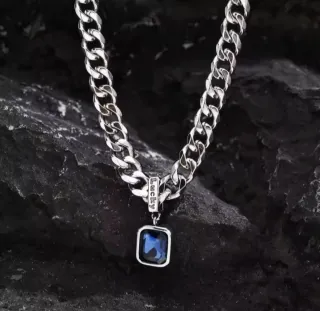 Collar Plata con Colgante Azul