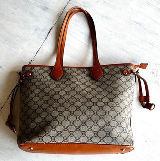 Bolso Tote Estampado Marrón y Beige Talla L