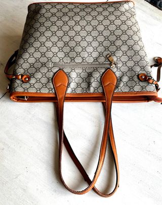 Bolso Tote Estampado Marrón y Beige Talla L