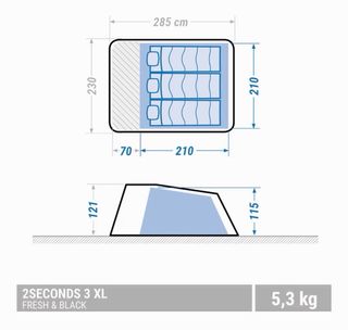 Tienda campaña 2 Seconds 3XL Fresh & Black