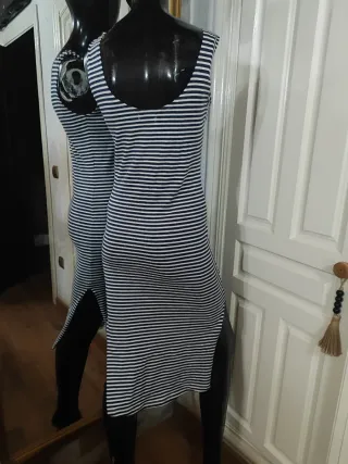 Vestido Navy marinero ajustado largo