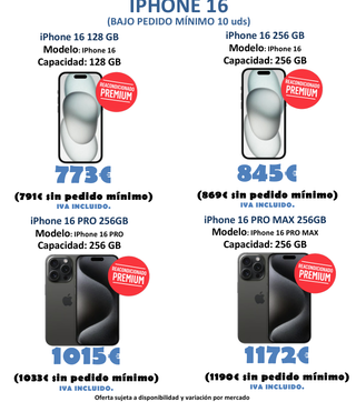 iPhone 16 256GB (bajo pedido minimo 10 uds)