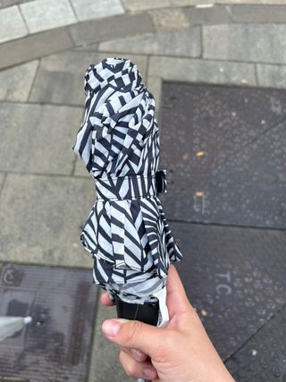 Paraguas plegable blanco y negro