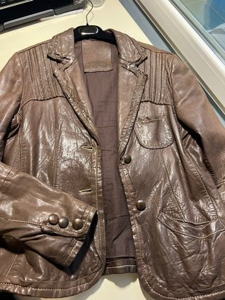 Americana de cuero marrón vintage