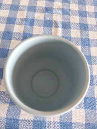 Portamaceta con escultura de cara Azul Cerámica