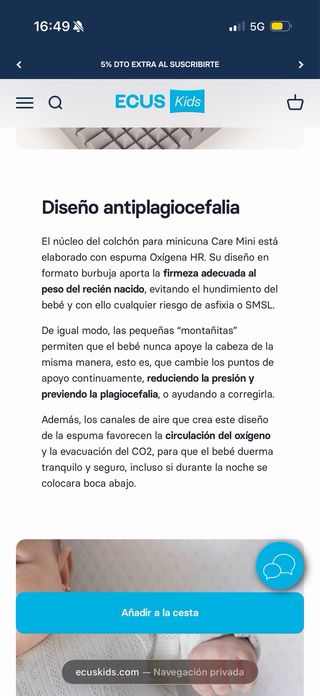 Colchón Minicuna Care Mini Antiplagiocefalia