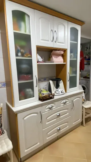 Mueble auxiliar cocina blanco y madera