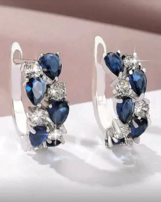 Pendientes Plata con Zafiros y Diamantes