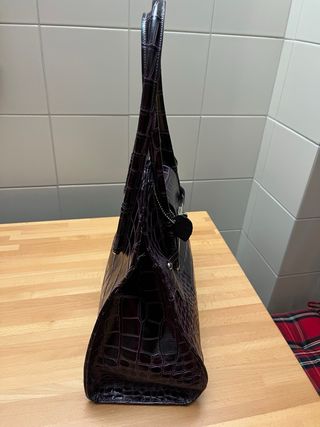 Borsa in pelle Made in Italy, stampa cocco, viola