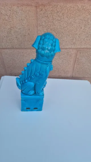 Figura Perro Dragón Azul Cerámica
