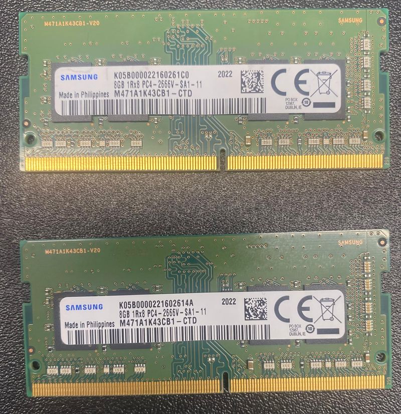 2x Samsung 8GB DDR4 2666MHz RAM