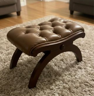 Otomana / Reposapiés de Cuero Marrón