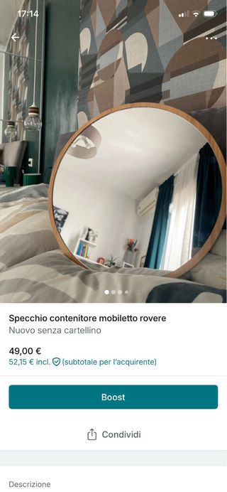 Specchio contenitore mobiletto rovere