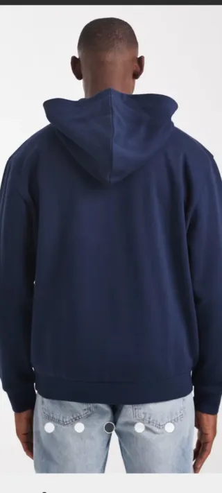 Sudadera azul marino con capucha y cremallera