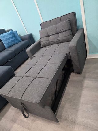 Sofá Cama 1 Plaza Tela Gris