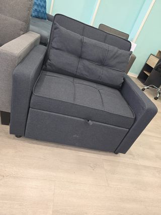Sofá Cama 1 Plaza Tela Gris