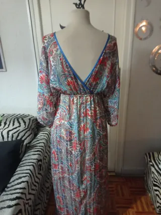 Vestido largo estampado multicolor