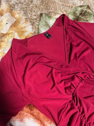 Vestido Shein Fruncido Midi Rojo