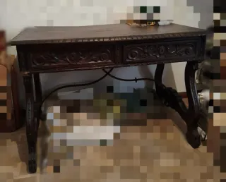 Mesa escritorio antigua madera y metal