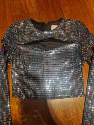 Top Chiara Ferragni Negro/Plateado Talla XS
