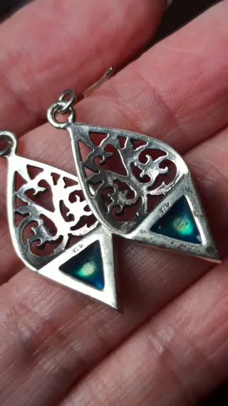 Pendientes Plata 925 Filigrana Azul