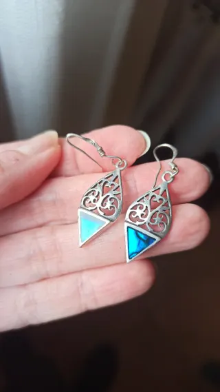 Pendientes Plata 925 Filigrana Azul