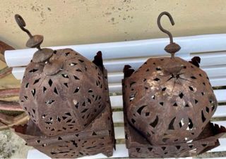 ESPECTACULAR PAREJA DE FAROLES ANTIGUOS GRANDES