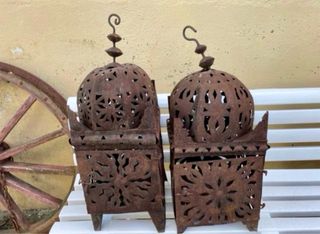 ESPECTACULAR PAREJA DE FAROLES ANTIGUOS GRANDES