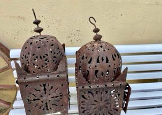 ESPECTACULAR PAREJA DE FAROLES ANTIGUOS GRANDES