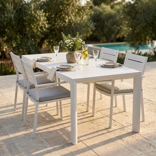 Tavolo da Giardino Allungabile in Alluminio Bianco