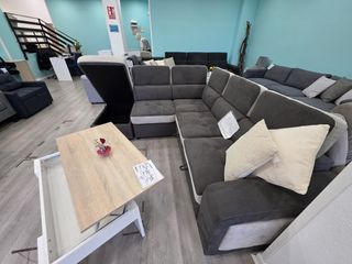 Sofá chaise longue + cama + arcón