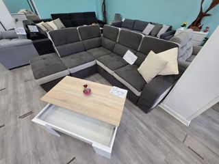 Sofá chaise longue + cama + arcón