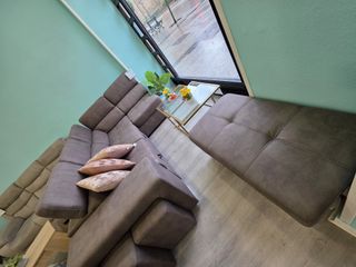 Sofá chaise longue + cama + arcón