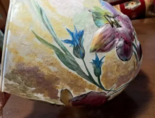 Vaso decorato decoupage fiori
