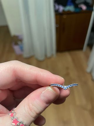 Anillo Pandora Plata y Zafiros Azul