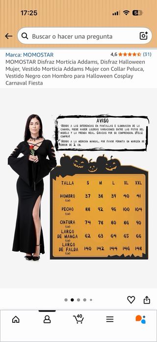 Disfraz Morticia Addams MOMOSTAR