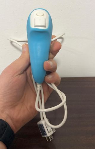 Telecomandi Wii Blu e Nunchuk Bianco Compatibili