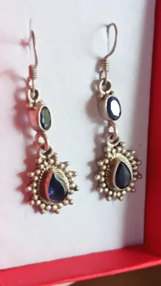 Pendientes Plata Ley Amatistas Moradas