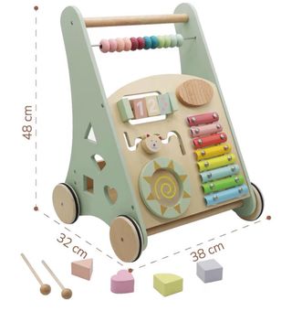 Andador Bebé Montessori Madera Xilófono Cuentas
