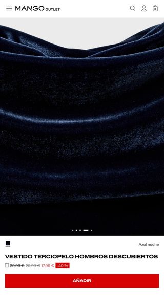 Vestido Terciopelo Azul Corto Palabra de Honor