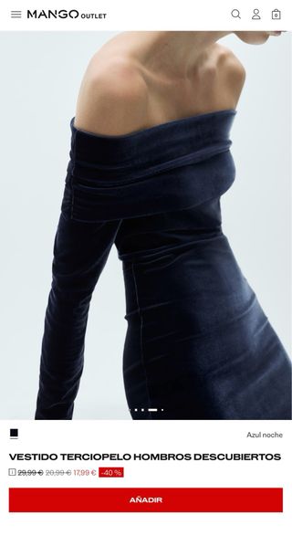 Vestido Terciopelo Azul Corto Palabra de Honor