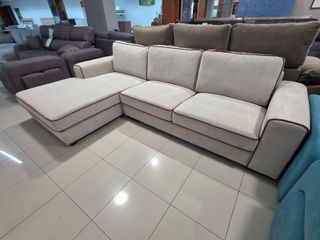 Sofá chaise longue beige tela