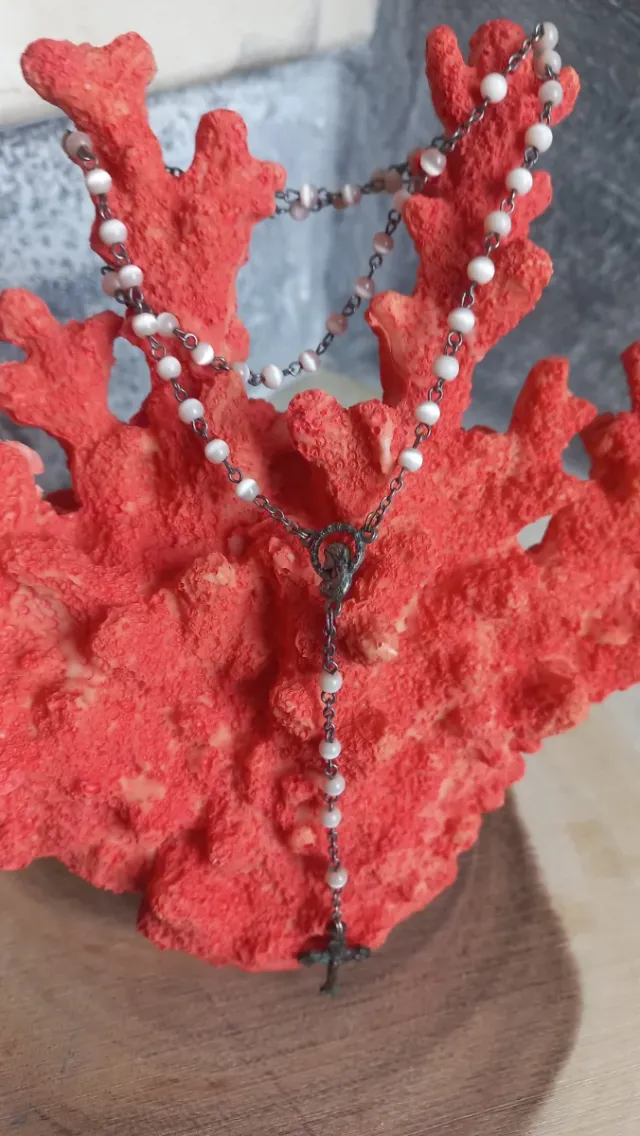 Antiguo Rosario corazón de jesus Jesús 35 ctm naca