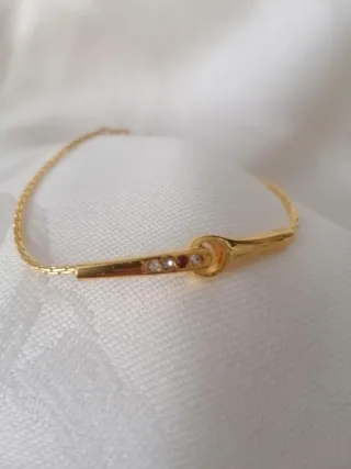 Bracciale dorato vintage anni '50 con pietre