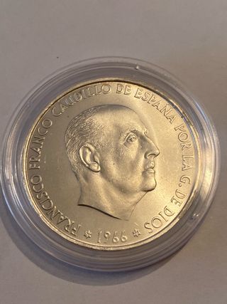 Moneda 100 Pesetas Plata 1966 Franco