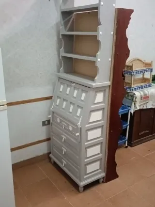 Escritorio Castellano Gris y Blanco madera maciza